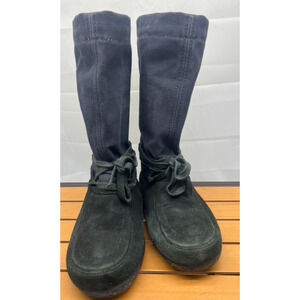 VTG Steger Mukluks Moosehide Canvas Outer Wool Liner Black Snow Winter Boot 9